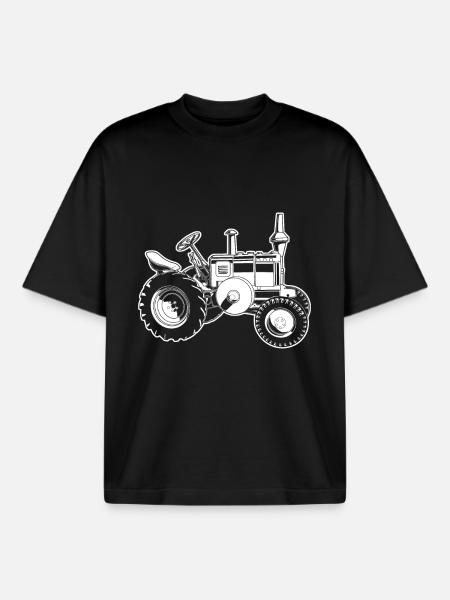 tractor - Boxy Heavyweight Unisex Organic T-Shirt by Stanley/Stella - black