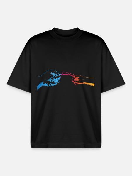 père et fille - T-shirt unisexe boxy épais biologique Stanley/Stella - noir