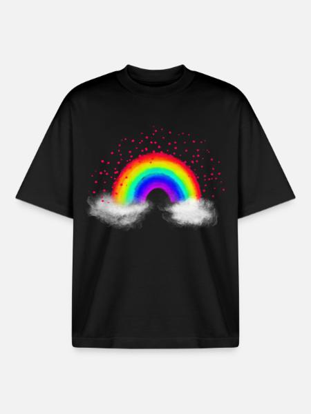Rainbow clouds - Boxy Heavyweight Unisex Organic T-Shirt by Stanley/Stella - black