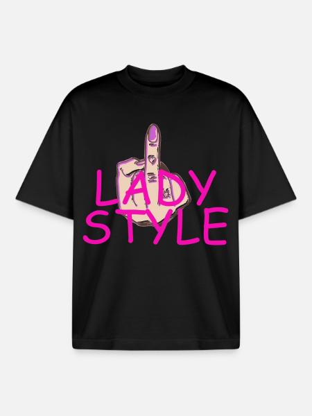 Lady style middle finger - Boxy Heavyweight Unisex Organic T-Shirt by Stanley/Stella - black