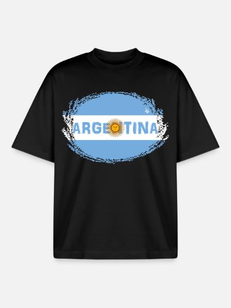 Drapeau Argentine2 - T-shirt unisexe boxy épais biologique Stanley/Stella - noir