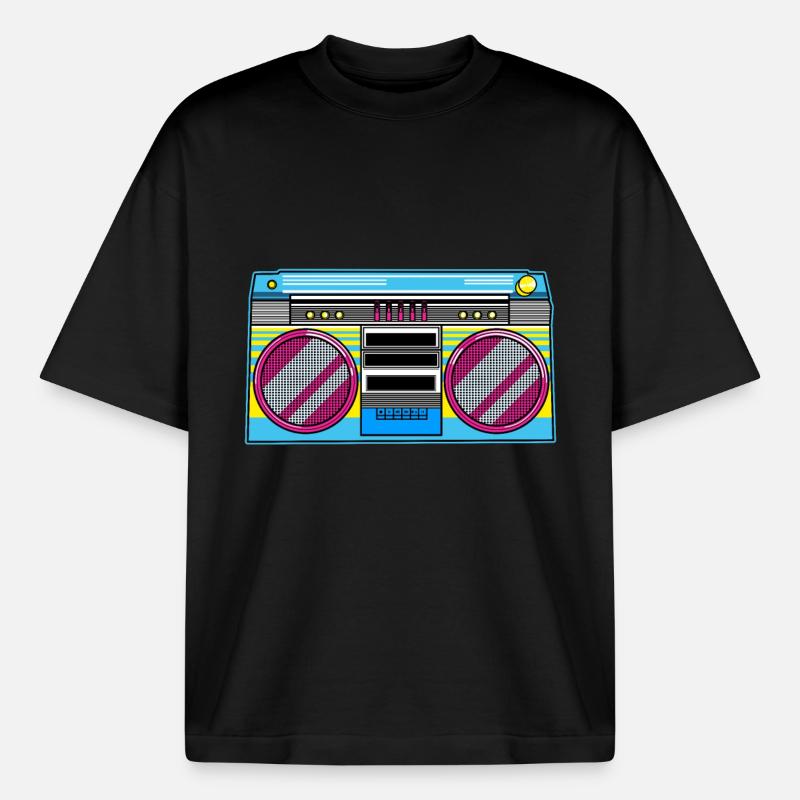 Ghetto blaster - T-shirt unisexe épais coupe boxy Stanley/Stella - noir