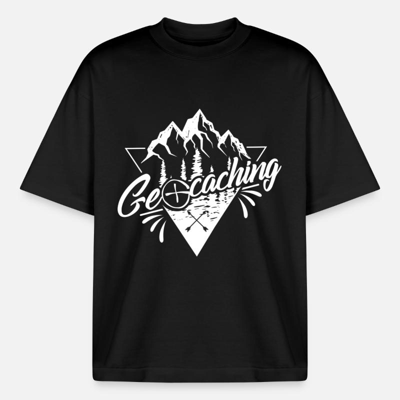 Geocaching - Boxy Heavyweight Unisex Organic T-Shirt von Stanley/Stella - Schwarz