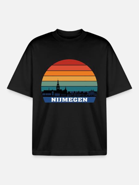 Nijmegen Skyline Silhouette Souvenir Netherlands - Boxy Heavyweight Unisex Organic T-Shirt by Stanley/Stella - black