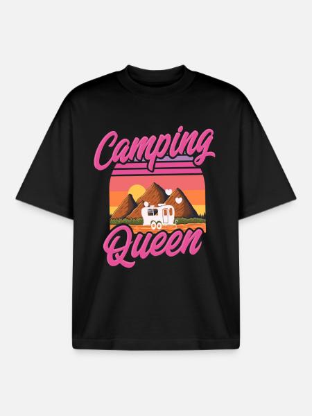 Camping Queen - Boxy Heavyweight Unisex Organic T-Shirt von Stanley/Stella - Schwarz