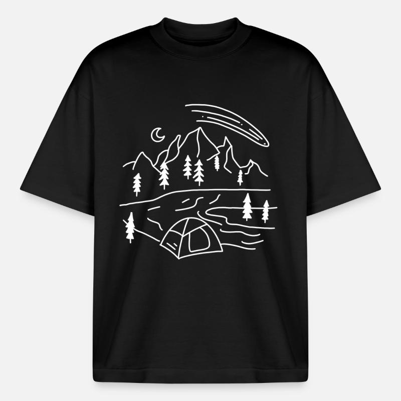 Camping - T-shirt unisexe épais coupe boxy Stanley/Stella - noir