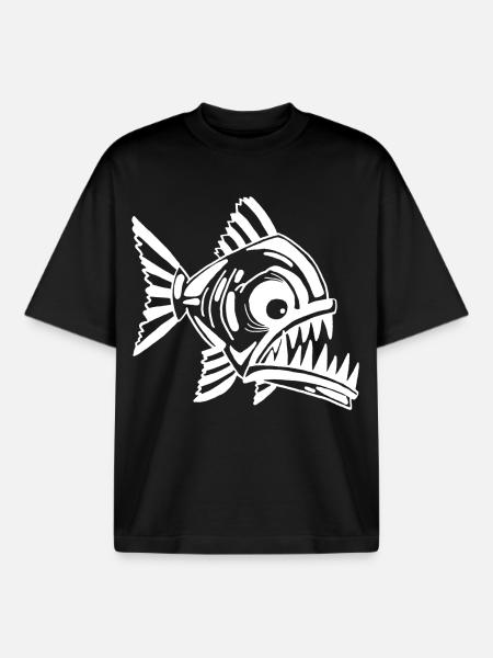 Carnivorous white fish - Boxy Heavyweight Unisex Organic T-Shirt by Stanley/Stella - black