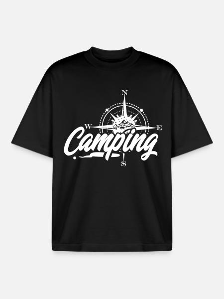 camping - Boxy Heavyweight Unisex Organic T-Shirt by Stanley/Stella - black