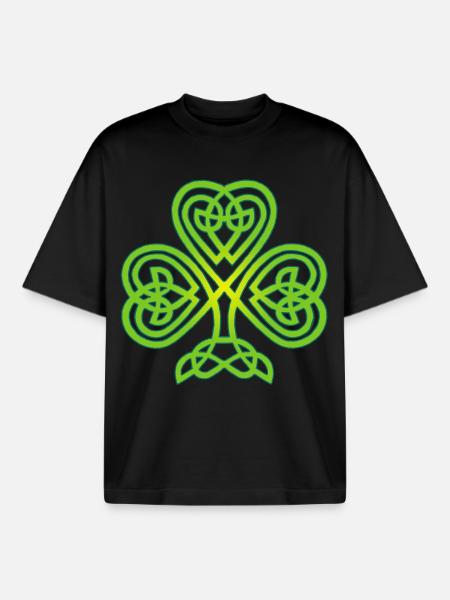 Trèfle d'Irlande - T-shirt unisexe boxy épais biologique Stanley/Stella - noir