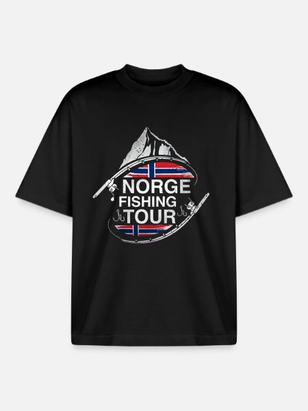 Norge Fishing Tour - Boxy Heavyweight Unisex Organic T-Shirt by Stanley/Stella - black