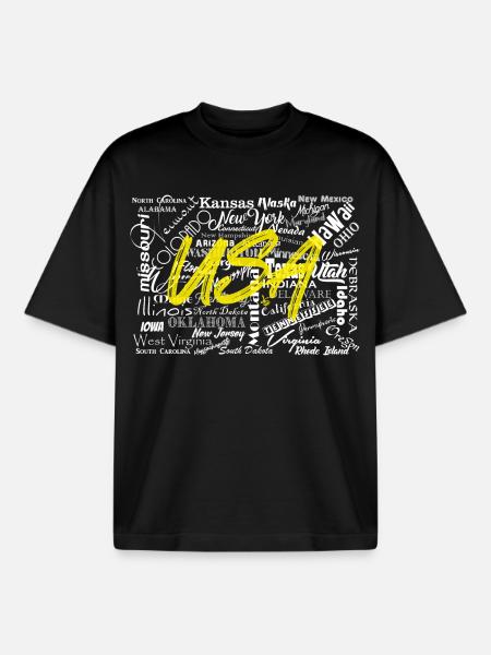 États-Unis États-Unis Blanc - T-shirt unisexe boxy épais biologique Stanley/Stella - noir