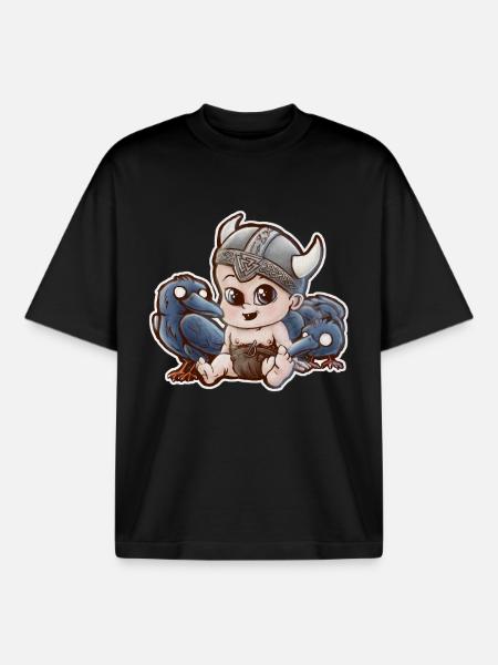 odin viking baby - T-shirt unisexe boxy épais biologique Stanley/Stella - noir