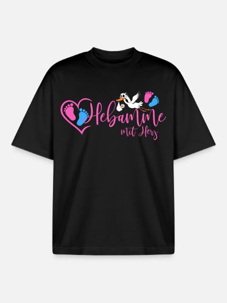 Hebamme mit Herz  - Boxy Heavyweight Unisex Organic T-Shirt von Stanley/Stella - Schwarz
