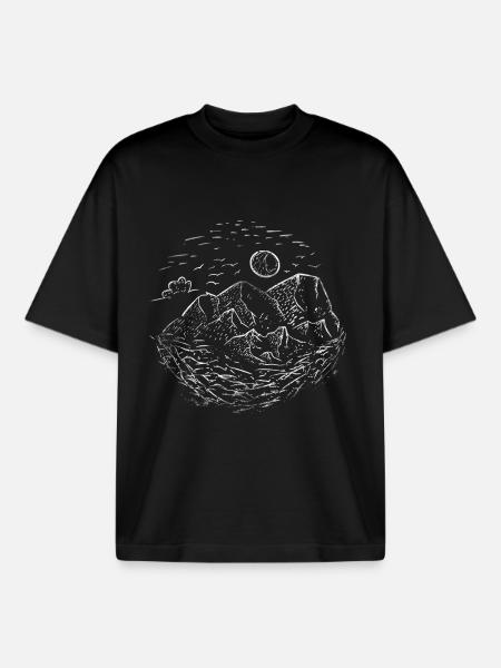 Mountains nature - Boxy Heavyweight Unisex Organic T-Shirt by Stanley/Stella - black