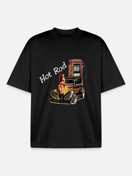 Hot Rod Glam Auto Print - Boxy Heavyweight Unisex Organic T-Shirt by Stanley/Stella - black