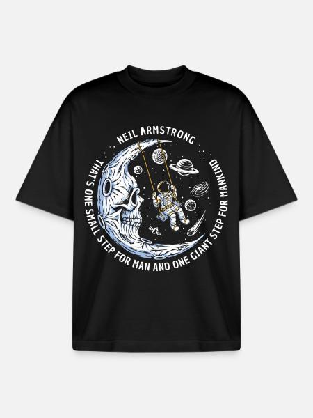 moon astronaut stars space - Boxy Heavyweight Unisex Organic T-Shirt by Stanley/Stella - black