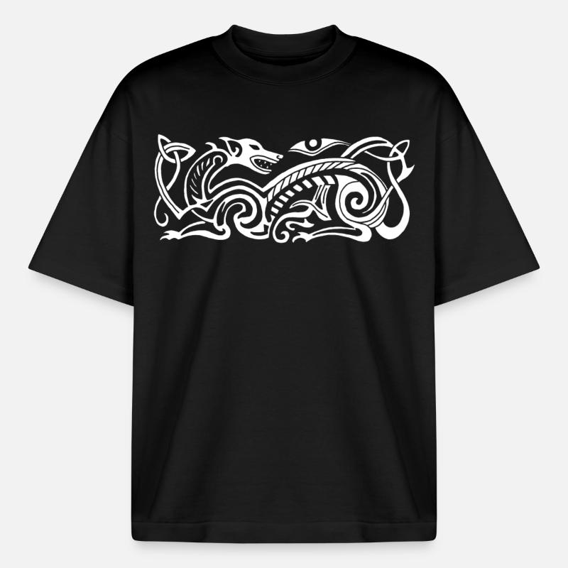 Chien de chasse celte (blanc) - T-shirt unisexe boxy épais biologique Stanley/Stella - noir