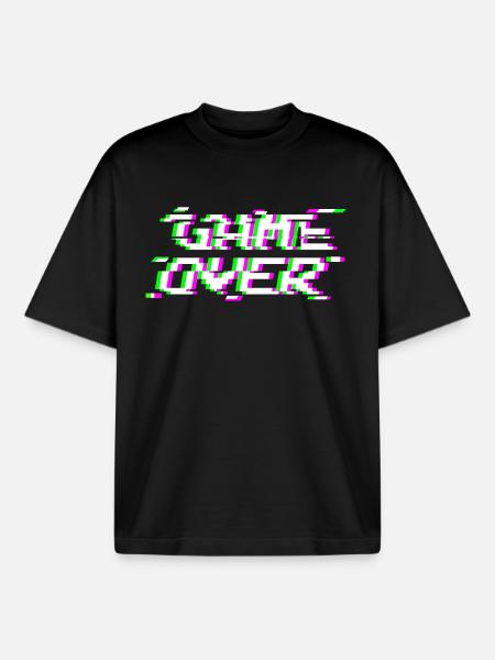 Game Over Glitch - Boxy Heavyweight Unisex Organic T-Shirt by Stanley/Stella - black