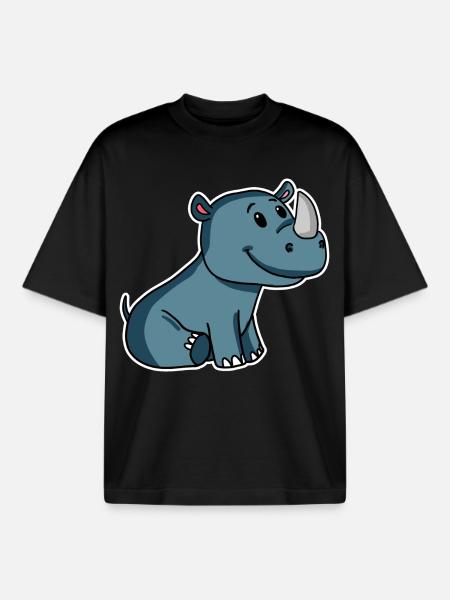 rhinocéros - T-shirt unisexe boxy épais biologique Stanley/Stella - noir