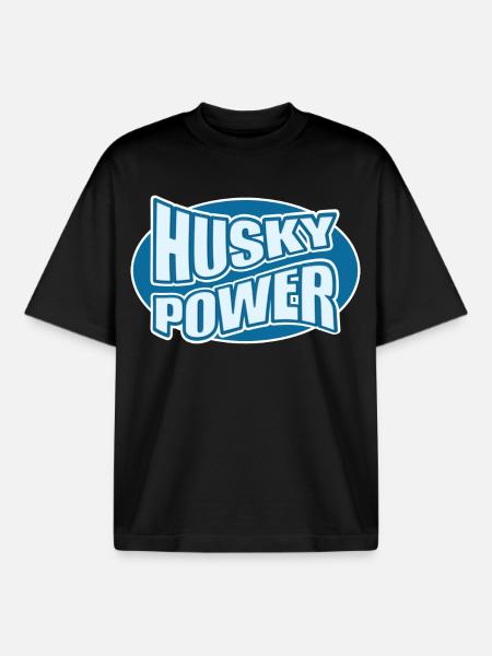 Husky Power Typo Design - Boxy Heavyweight Unisex Organic T-Shirt by Stanley/Stella - black