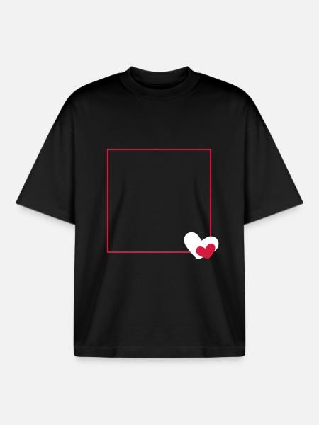 Heart frame ornament line customizable - Boxy Heavyweight Unisex Organic T-Shirt by Stanley/Stella - black