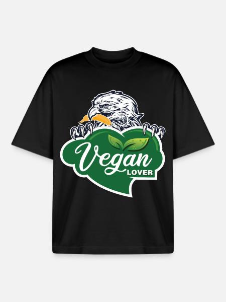 Vegan Lover Eagle Graphic - Boxy Heavyweight Unisex Organic T-Shirt by Stanley/Stella - black