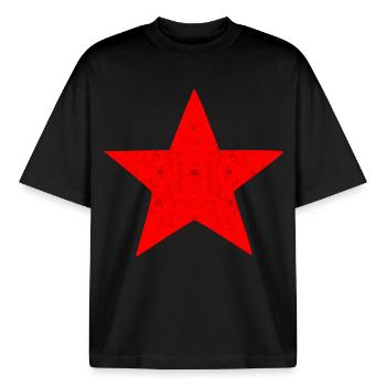 Star of the Socialism Revolution - Boxy Heavyweight Unisex Organic T-Shirt by Stanley/Stella - black - Front - AI Model Male 185 light (185cm) & AI Model Female 172 dark (172cm)
