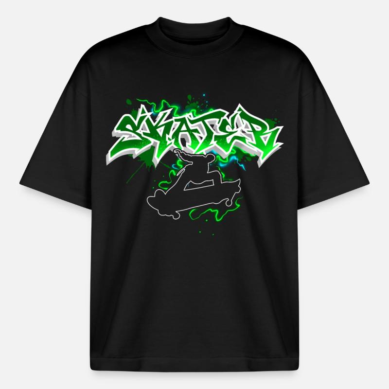 Skater Graffiti - Boxy Heavyweight Unisex Organic T-Shirt von Stanley/Stella - Schwarz