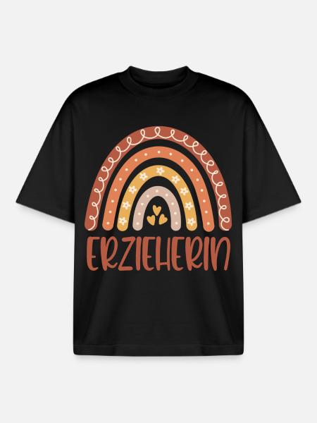 Kindergarten teacher Regenbogen - Boxy Heavyweight Unisex Organic T-Shirt by Stanley/Stella - black