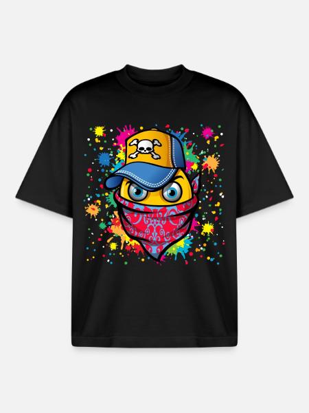 Masque et graffitis - T-shirt unisexe boxy épais biologique Stanley/Stella - noir