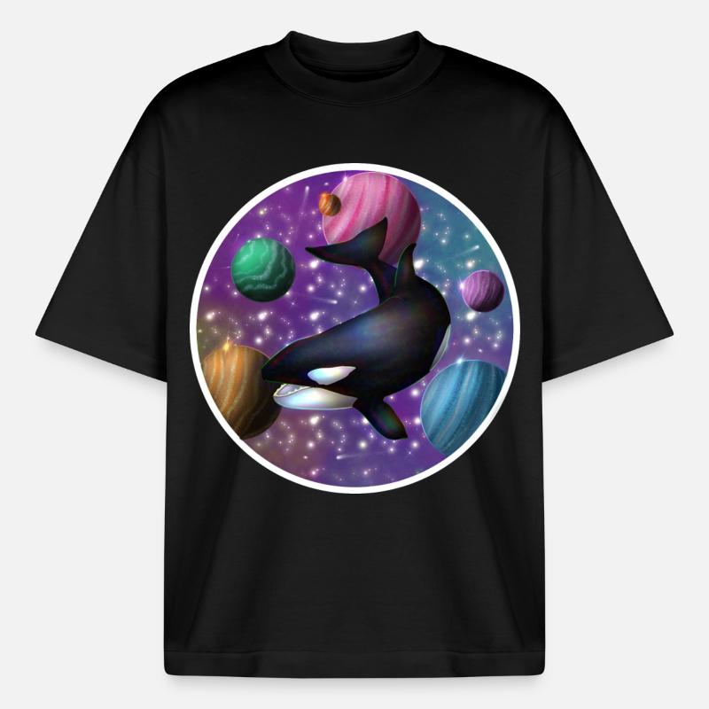 orca in space - Boxy Heavyweight Unisex Organic T-Shirt by Stanley/Stella - black