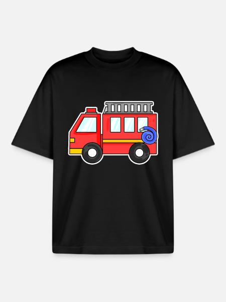 Fire truck - Boxy Heavyweight Unisex Organic T-Shirt by Stanley/Stella - black