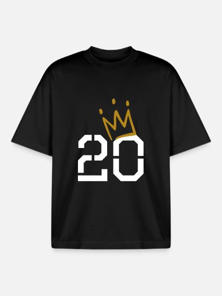20 Birthday with Crown - Boxy Heavyweight Unisex Organic T-Shirt by Stanley/Stella - black