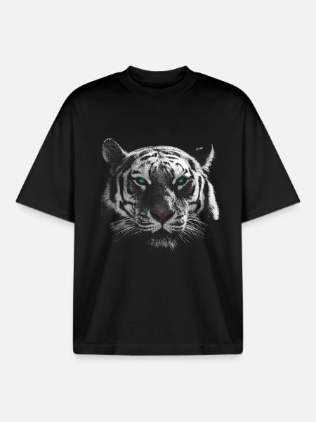 White Tiger - Boxy Heavyweight Unisex Organic T-Shirt by Stanley/Stella - black