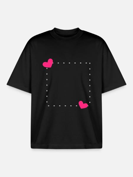 Heart Frame Ornament Line - Boxy Heavyweight Unisex Organic T-Shirt by Stanley/Stella - black