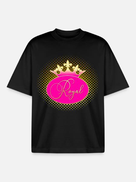 ROYAL Crown Gold Pink - Boxy Heavyweight Unisex Organic T-Shirt by Stanley/Stella - black