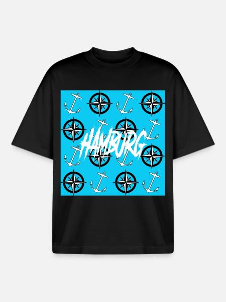 Hamburg Hafen - Boxy Heavyweight Unisex Organic T-Shirt by Stanley/Stella - black
