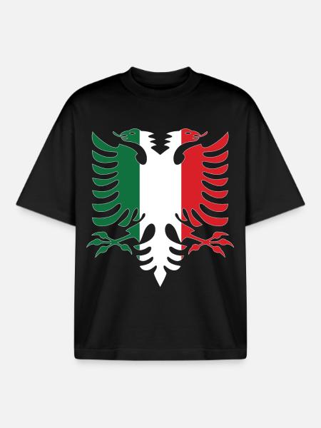 Albanie Italie Drapeau - T-shirt unisexe boxy épais biologique Stanley/Stella - noir