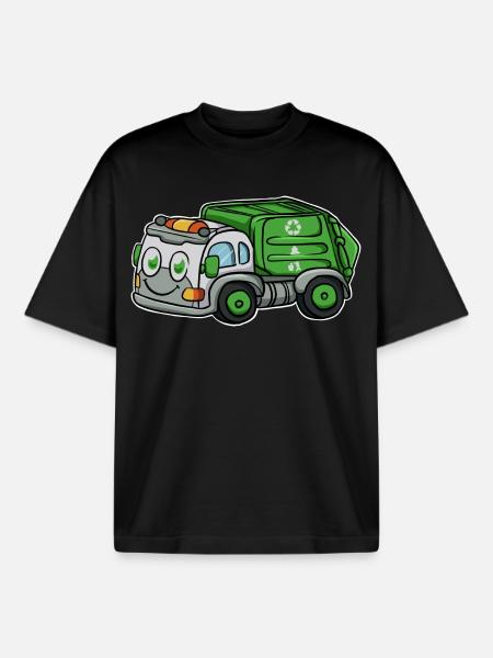Garbage collection garbage truck - Boxy Heavyweight Unisex Organic T-Shirt by Stanley/Stella - black