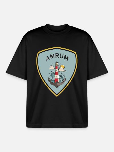 Amrum Leuchtturm Wappen - Boxy Heavyweight Unisex Organic T-Shirt von Stanley/Stella - Schwarz