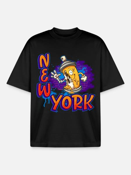 New York Graffiti - T-shirt unisexe boxy épais biologique Stanley/Stella - noir