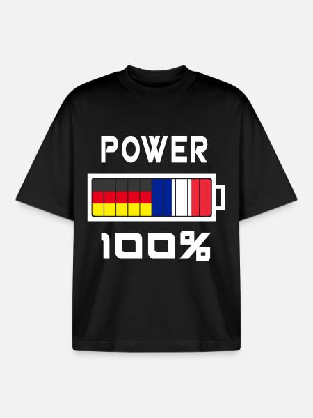 Germany and France Power 100% - Boxy Heavyweight Unisex Organic T-Shirt by Stanley/Stella - black