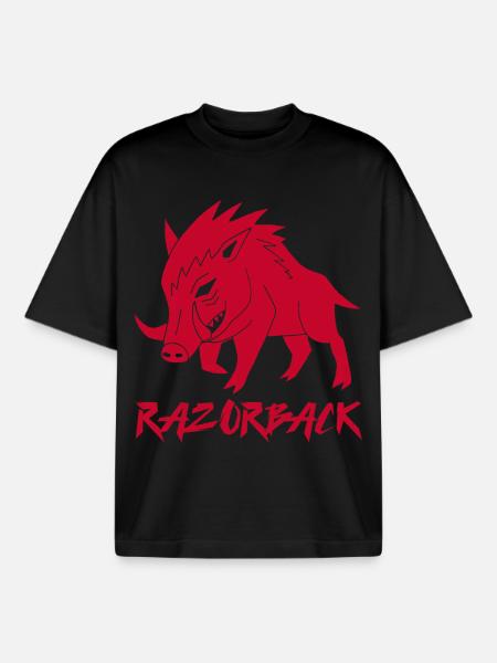 Razorback Red Boar - Boxy Heavyweight Unisex Organic T-Shirt by Stanley/Stella - black