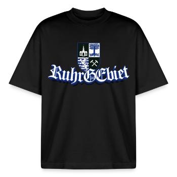 Ruhrgebiet Gelsenkirchen GE - Boxy Heavyweight Unisex Organic T-Shirt von Stanley/Stella - Schwarz - Vorne - AI Model Male 185 light (185cm) & AI Model Female 172 dark (172cm)
