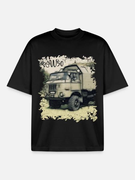 W50 NVA DDR Vehicle - Boxy Heavyweight Unisex Organic T-Shirt by Stanley/Stella - black