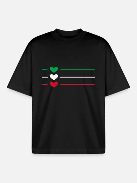 Iran Flag Heart - Boxy Heavyweight Unisex Organic T-Shirt by Stanley/Stella - black
