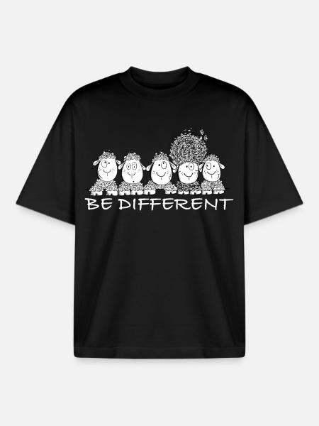 Be Different Sheep with Saying - Boxy Heavyweight Unisex Organic T-Shirt by Stanley/Stella - black