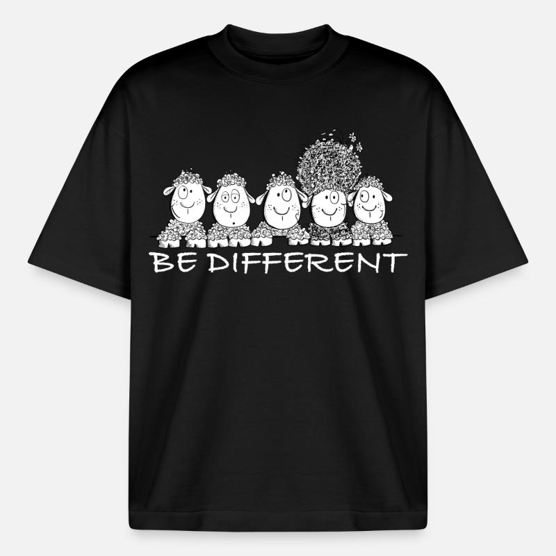 Be Different Sheep with Saying - Boxy Heavyweight Unisex Organic T-Shirt by Stanley/Stella - black