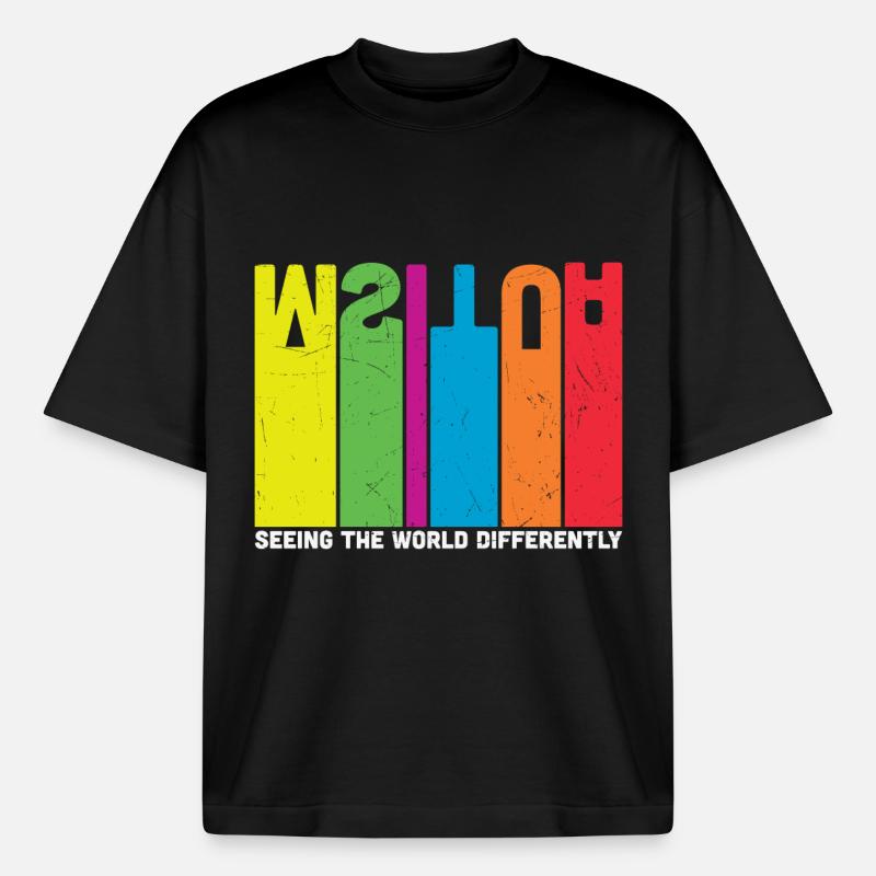 L’autisme voit le monde différemment - T-shirt unisexe boxy épais biologique Stanley/Stella - noir