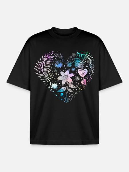 Pastel flowers - Boxy Heavyweight Unisex Organic T-Shirt by Stanley/Stella - black